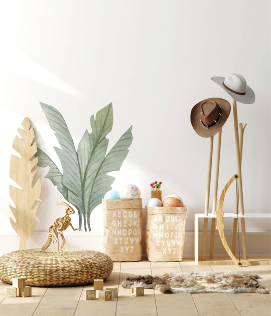 Watercolor Dinosaur Wall Decal | Palm Leaves