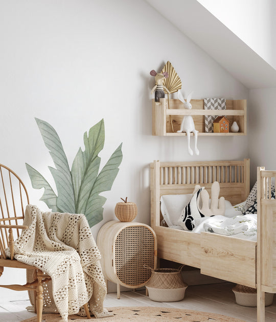 Watercolor Dinosaur Wall Decal | Palm Leaves