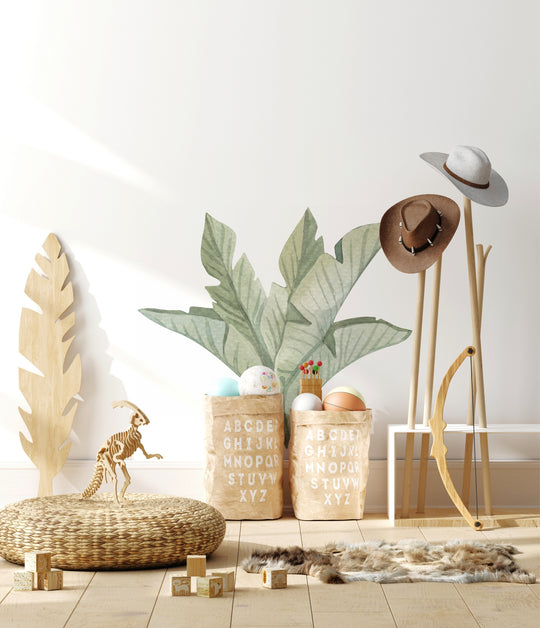 Watercolor Dinosaur Wall Decal | Palm Leaves