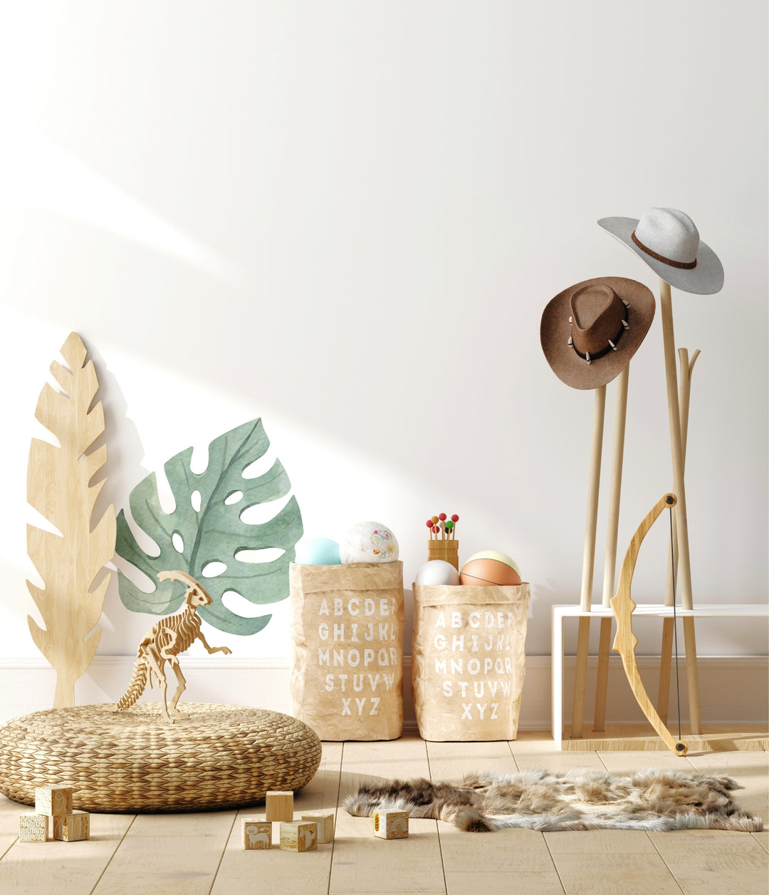 Watercolor Dinosaur Wall Decal | Tropical Monstera Leaf