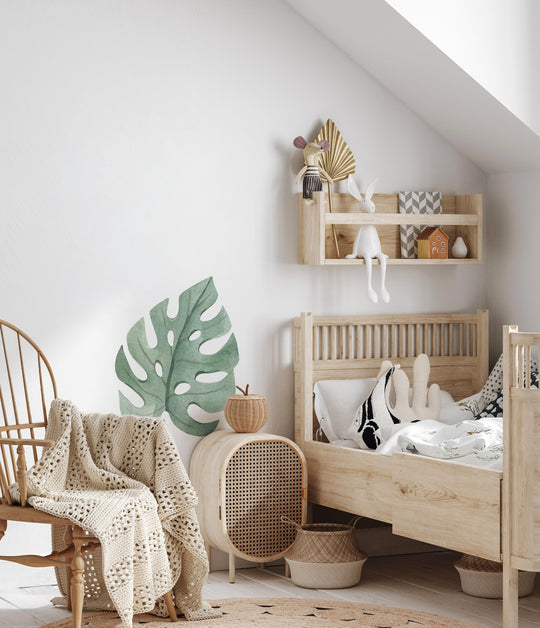 Watercolor Dinosaur Wall Decal | Tropical Monstera Leaf