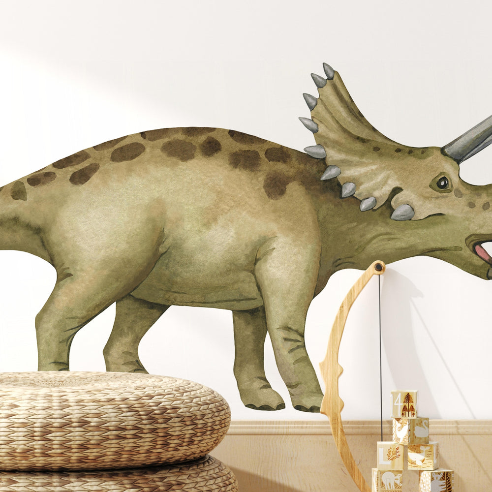 Watercolor Dinosaur Wall Decal | Triceratops