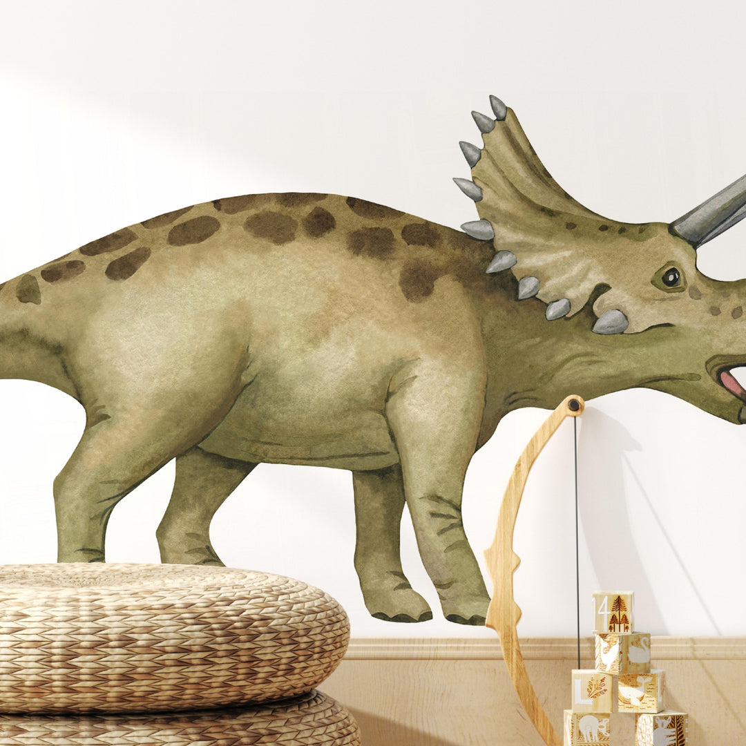 Watercolor Dinosaur Wall Decal | Triceratops