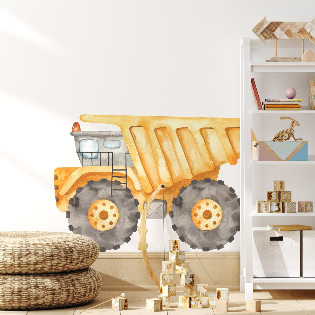 Watercolor Dump Truck Wall Decal | Construction Collection