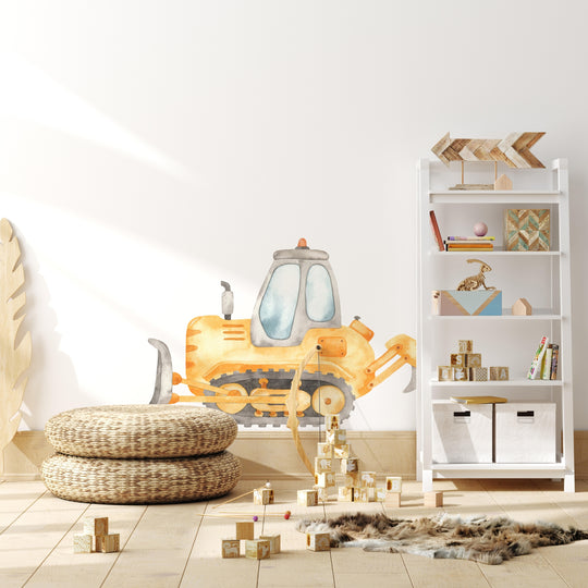 Watercolor Bulldozer Wall Decal | Construction Collection