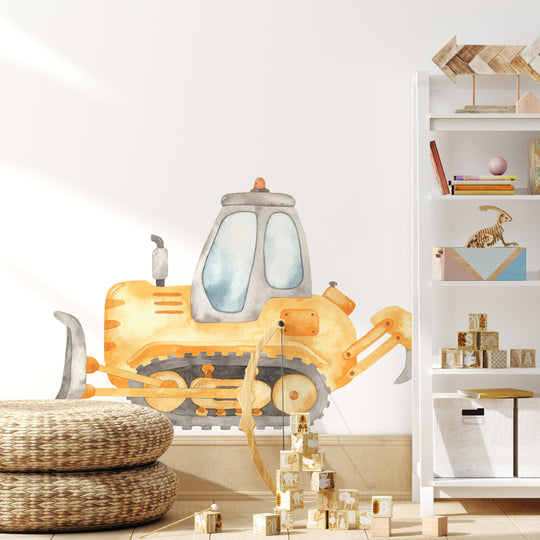 Watercolor Bulldozer Wall Decal | Construction Collection