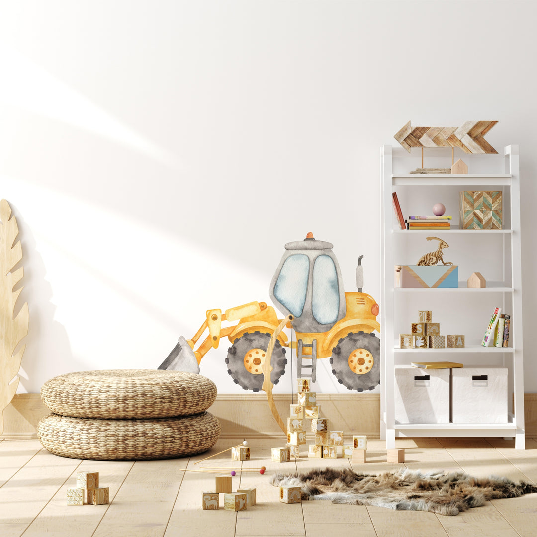 Watercolor Front Loader Wall Decal | Construction Collection