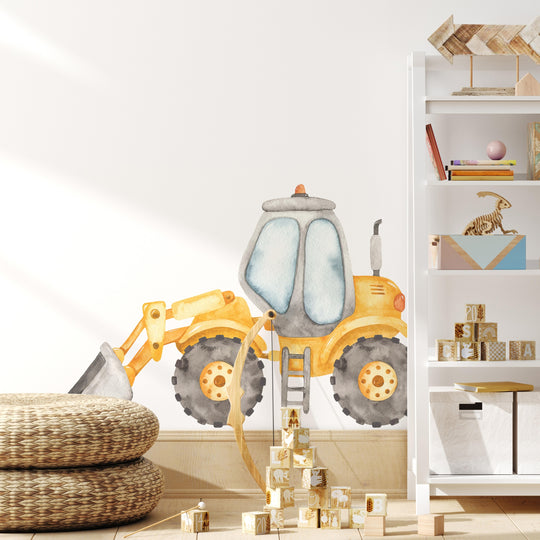 Watercolor Front Loader Wall Decal | Construction Collection
