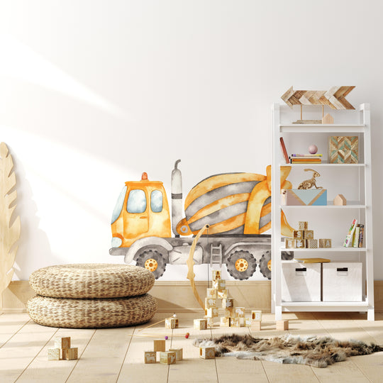 Watercolor Cement Truck Wall Decal | Construction Collection