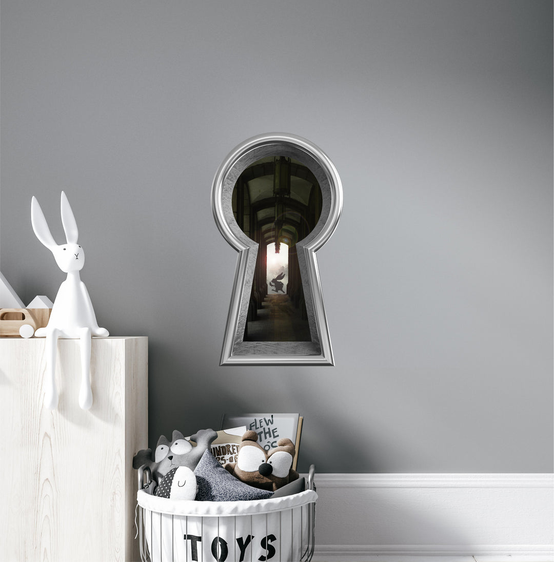 Keyhole Wall Decal | Wonderland Rabbit Running Late