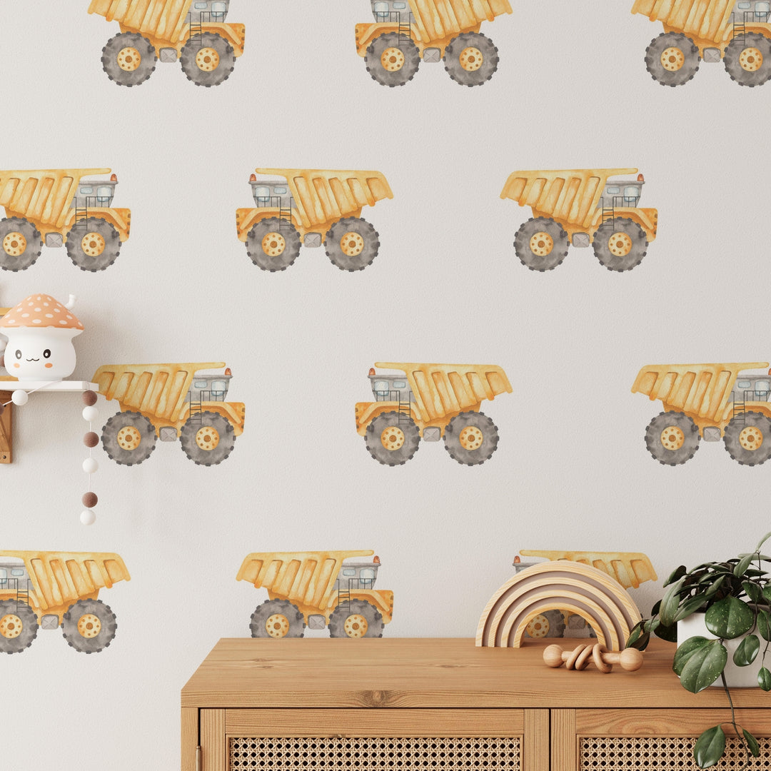Watercolor Construction Dump Trucks Wall Decal - X-Small Set of 12