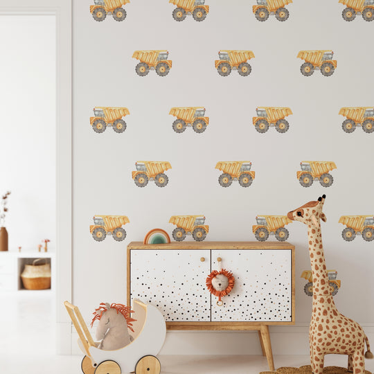 Watercolor Construction Dump Trucks Wall Decal - X-Small Set of 12