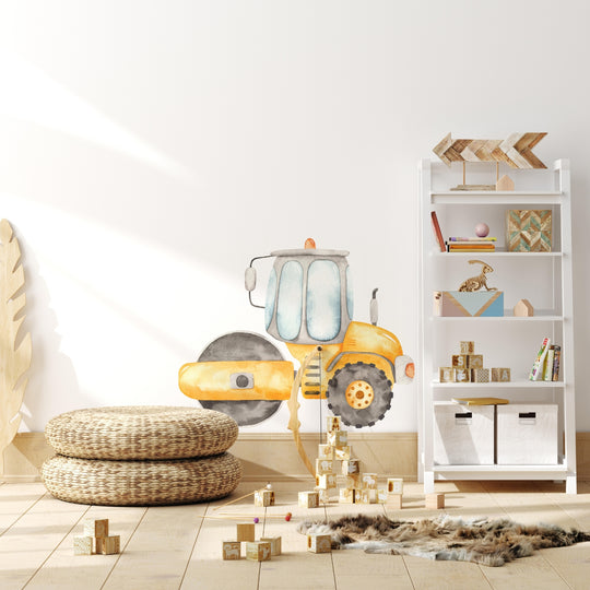 Watercolor Road Roller Wall Decal | Construction Collection