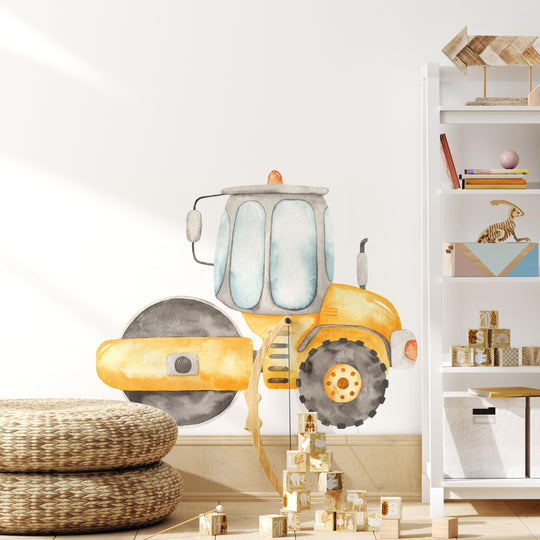 Watercolor Road Roller Wall Decal | Construction Collection