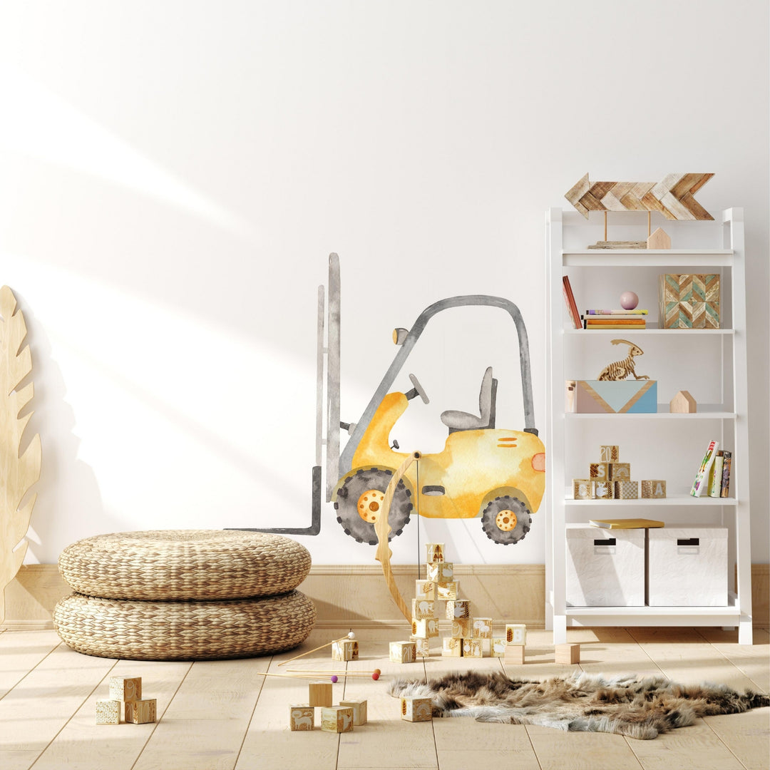 Watercolor Forklift Wall Decal | Construction Collection
