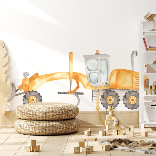 Watercolor Motor Grader Wall Decal | Construction Collection