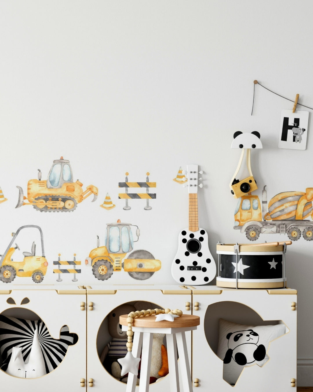 Watercolor Construction Trucks Wall Decal Set - X-Small