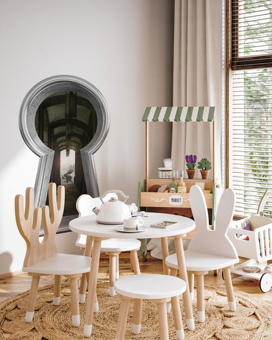 Keyhole Wall Decal | Wonderland Rabbit Running Late
