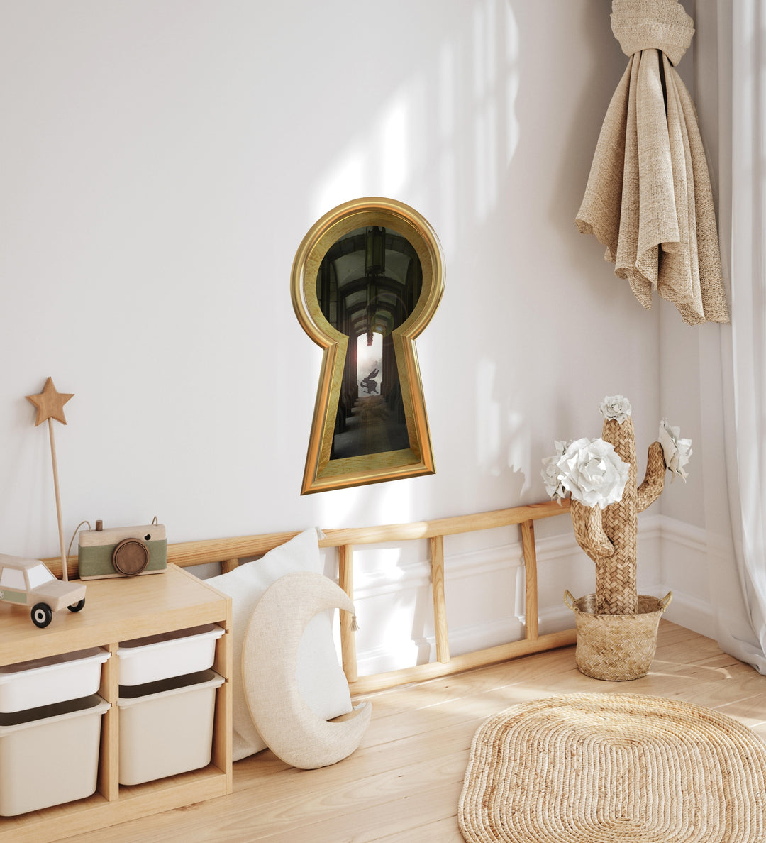 Keyhole Wall Decal | Wonderland Rabbit Running Late