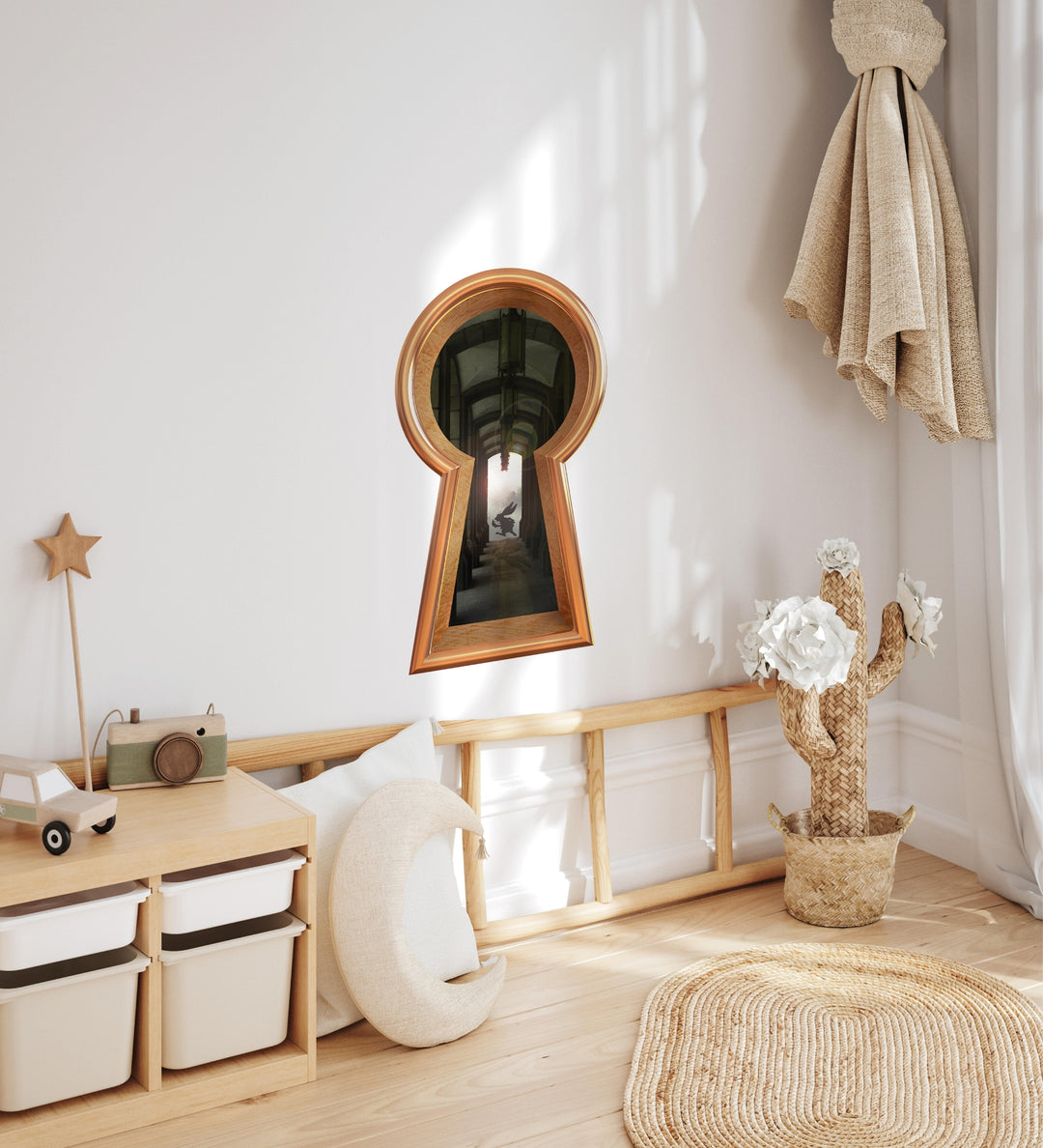 Keyhole Wall Decal | Wonderland Rabbit Running Late