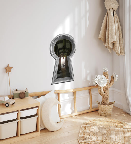 Keyhole Wall Decal | Wonderland Rabbit Running Late