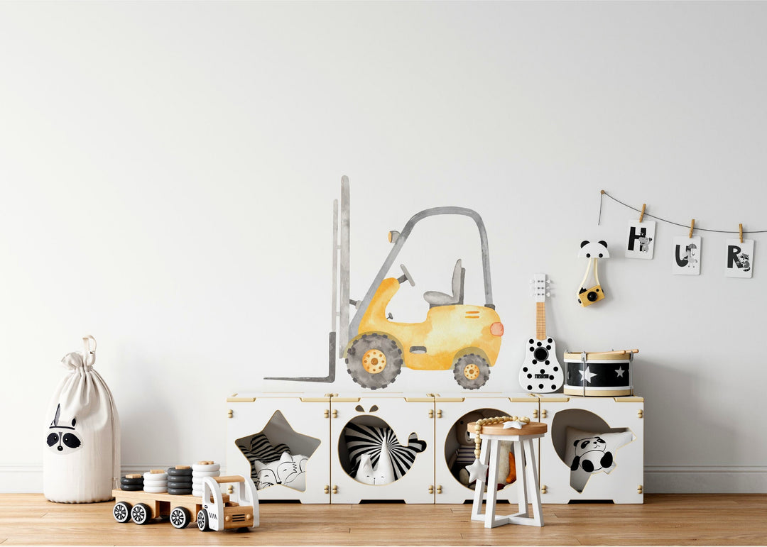 Watercolor Forklift Wall Decal | Construction Collection