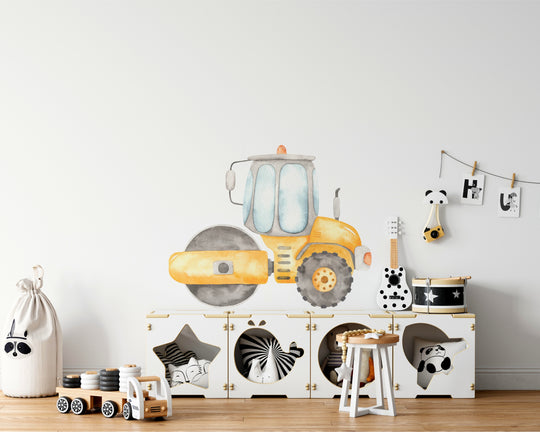 Watercolor Road Roller Wall Decal | Construction Collection