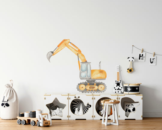 Watercolor Excavator Wall Decal | Construction Collection