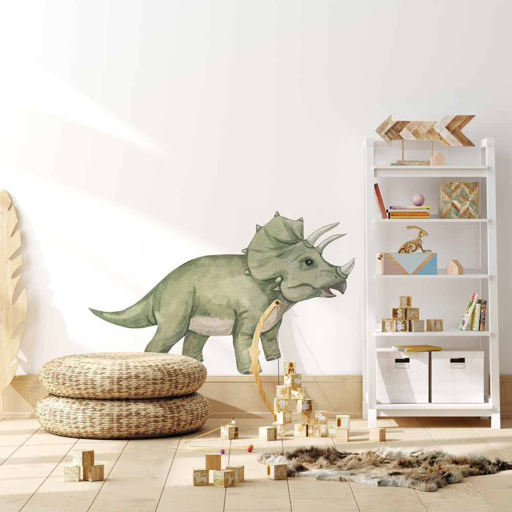 Watercolor Dinosaur Wall Decal | Triceratops