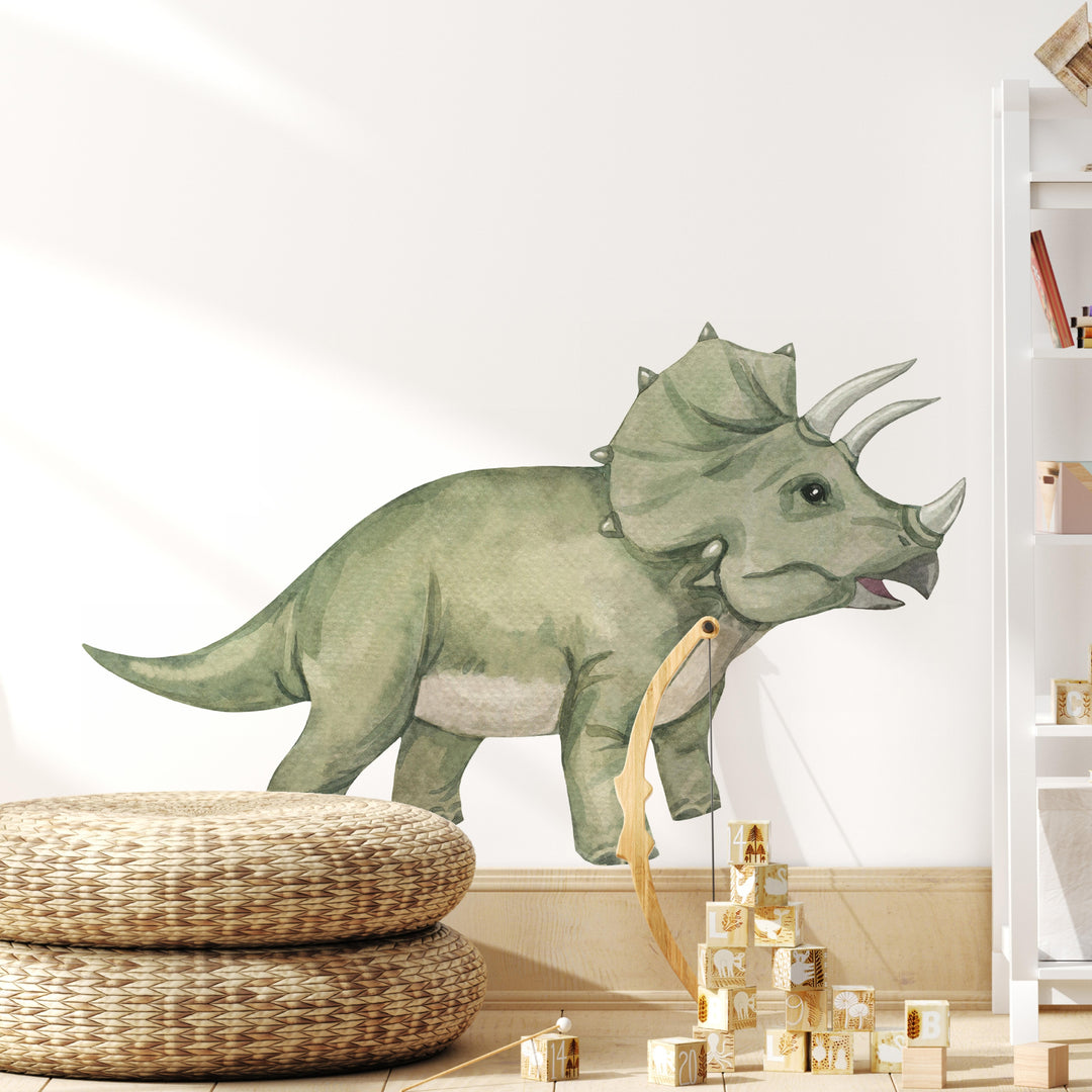 Watercolor Dinosaur Wall Decal | Triceratops