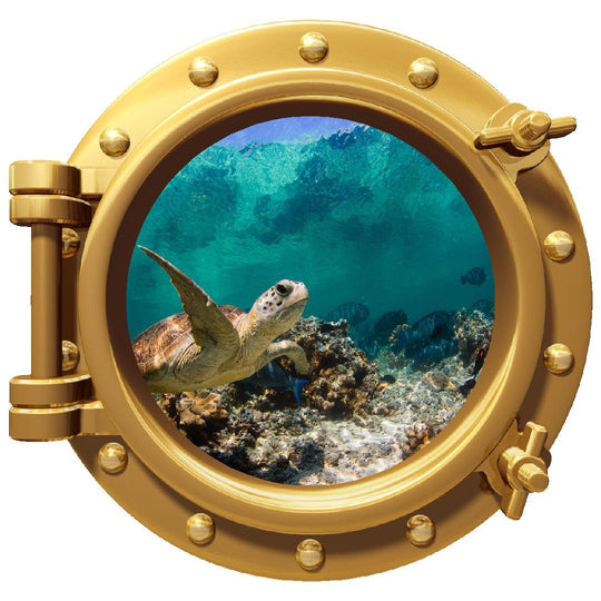 PortScape Sea Turtle 4 | Ocean Porthole Window Wall Decal