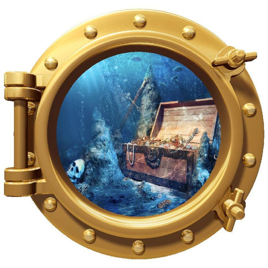 PortScape Sunken Treasure | Ocean Porthole Window Wall Decal