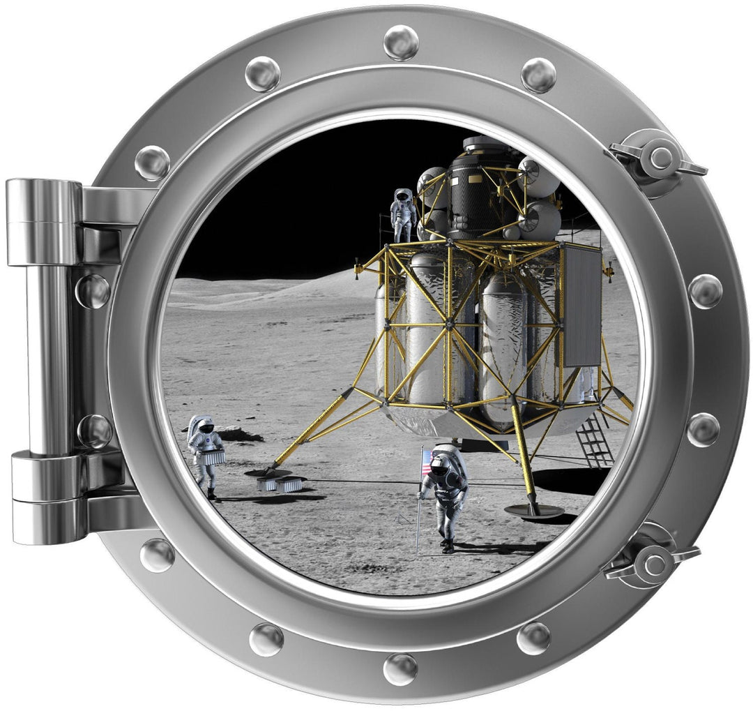 PortScape Moon Landing 1 | Space Porthole Window Wall Decal