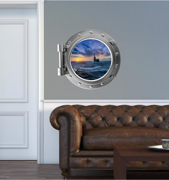 PortScape Submarine Sunset | Ocean Porthole Window Wall Decal