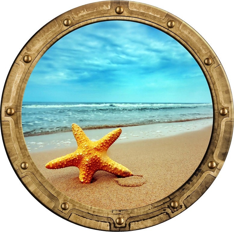 PortScape Starfish | Ocean Porthole Window Wall Decal