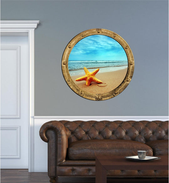 PortScape Starfish | Ocean Porthole Window Wall Decal