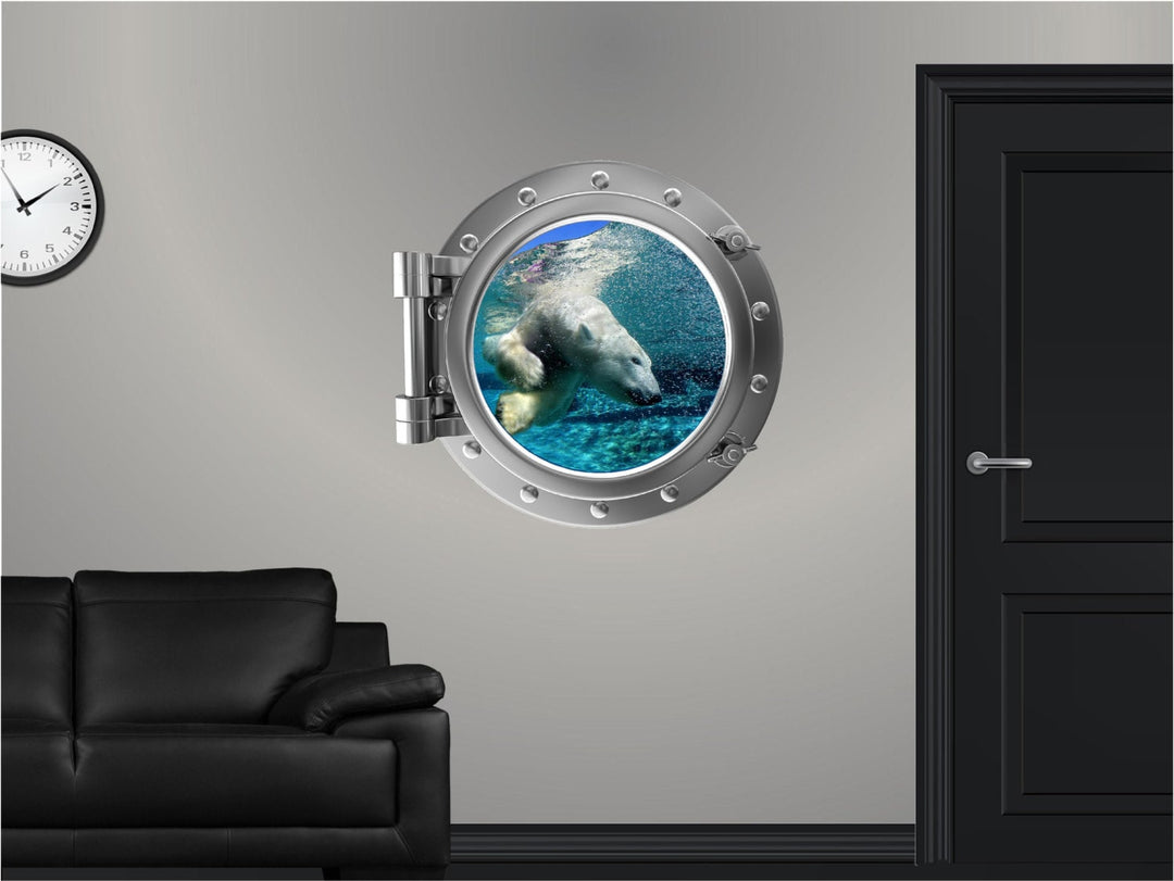 PortScape Polar Bear 2 | Ocean Porthole Window Wall Decal