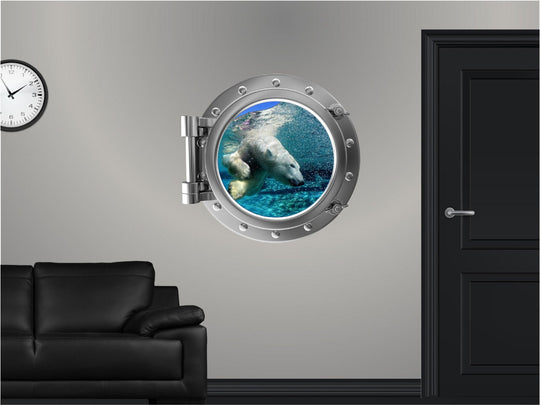 PortScape Polar Bear 2 | Ocean Porthole Window Wall Decal