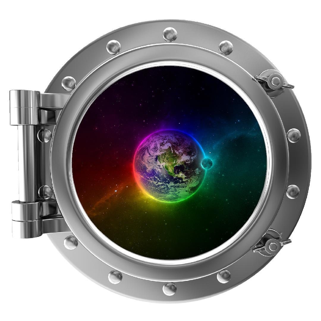 PortScape Earth In Technicolor | Space Porthole Window Wall Decal