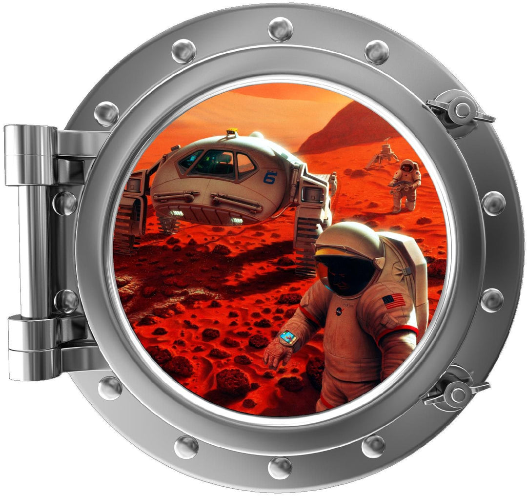 PortScape Exploring Mars | Space Porthole Window Wall Decal