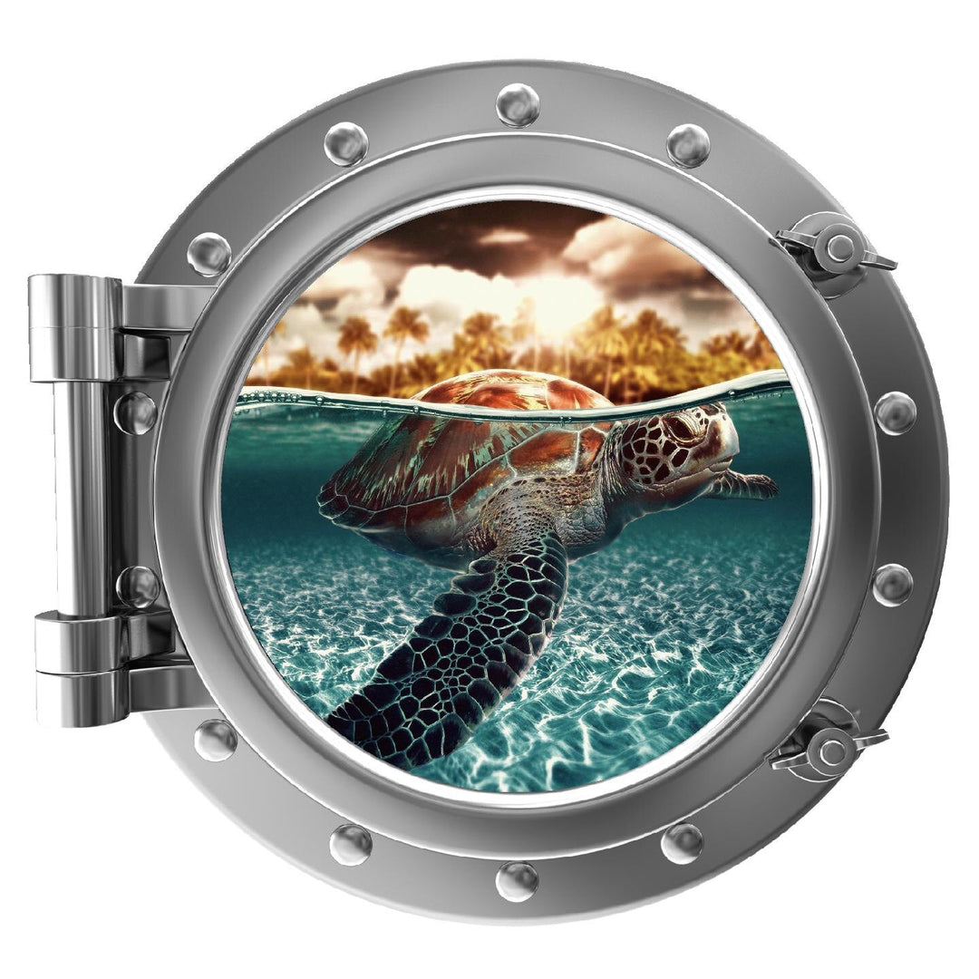 PortScape Sea Turtle 2 | Ocean Porthole Window Wall Decal