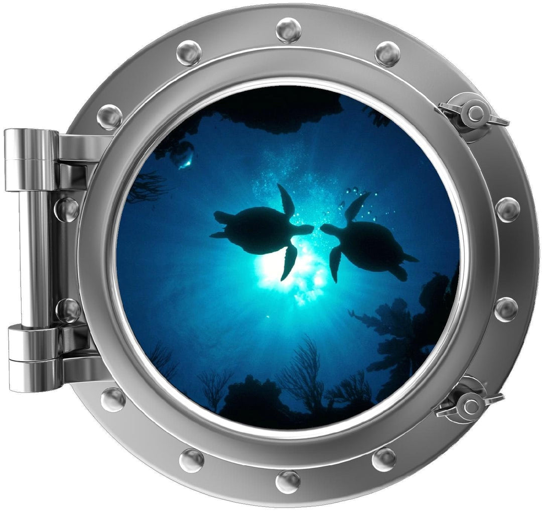 PortScape Sea Turtles 5 | Space Porthole Window Wall Decal