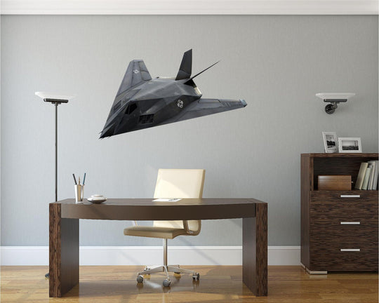 F-117 Nighthawk Wall Graphic Sticker Decal Air Plane Fighter Jet Kids Room Man Cave Garage Den Bedroom Decor Gift for Him