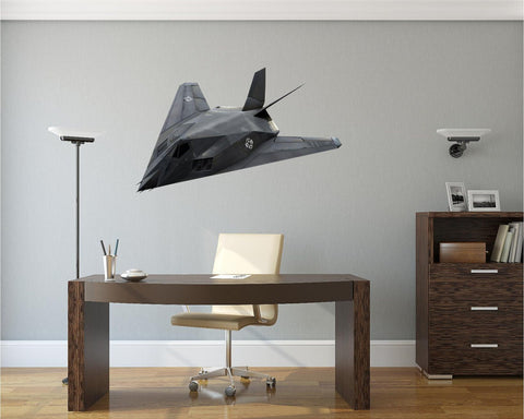 F-117 Nighthawk Wall Graphic Sticker Decal Air Plane Fighter Jet Kids Room Man Cave Garage Den Bedroom Decor Gift for Him