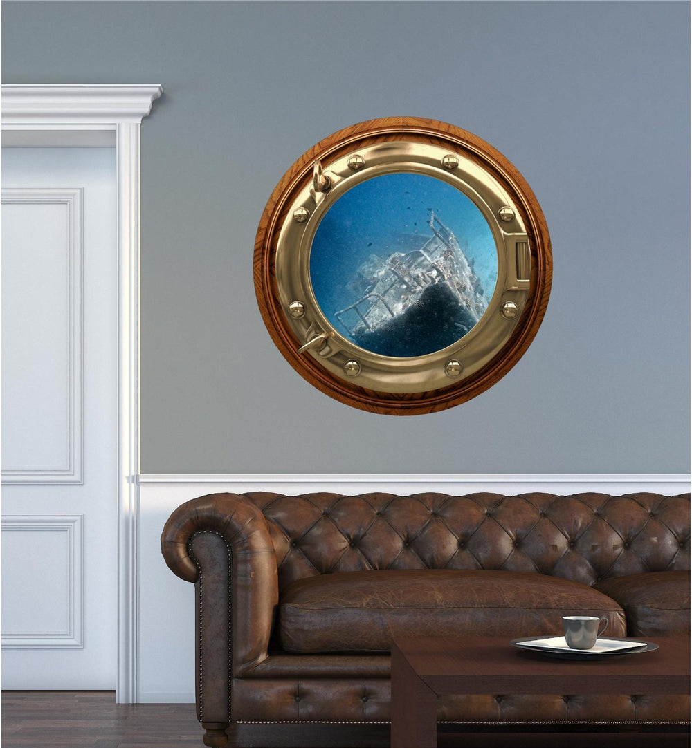 PortScape Sunken Ship Wreck 2 | Ocean Porthole Window Wall Decal
