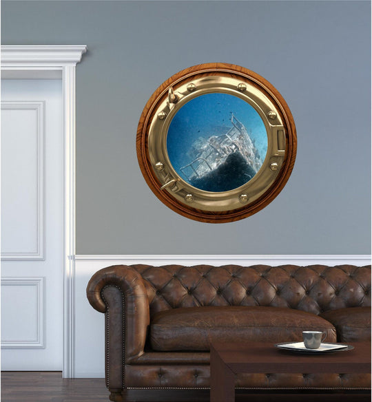 PortScape Sunken Ship Wreck 2 | Ocean Porthole Window Wall Decal