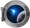 PortScape Earth & Moon 2 | Space Porthole Window Wall Decal