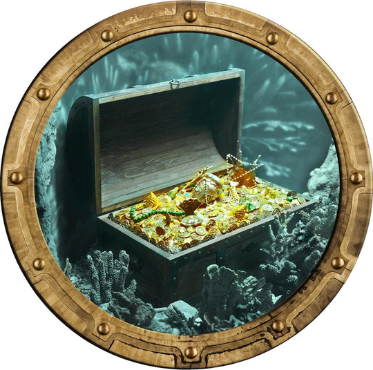 PortScape Sunken Treasure 2 | Ocean Porthole Window Wall Decal