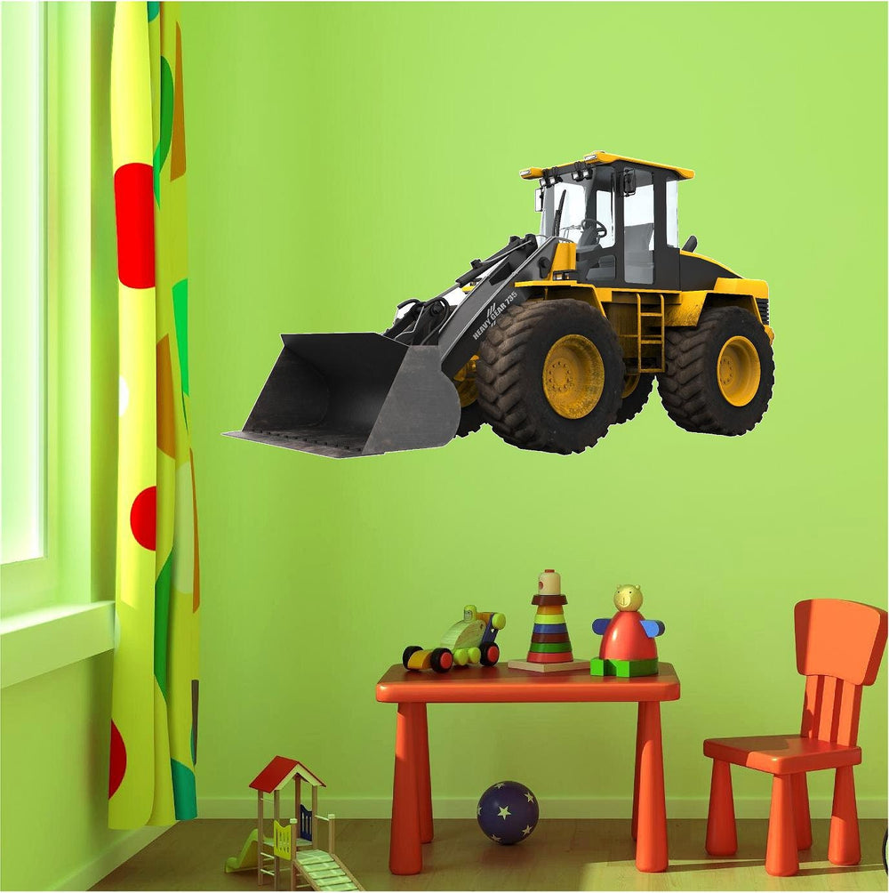 Bull Dozer #1 Wall Decal Sticker Mural Graphic Childrens Removable Fabric Vinyl Kids Room Man Cave Garage Den Wall Art Decor