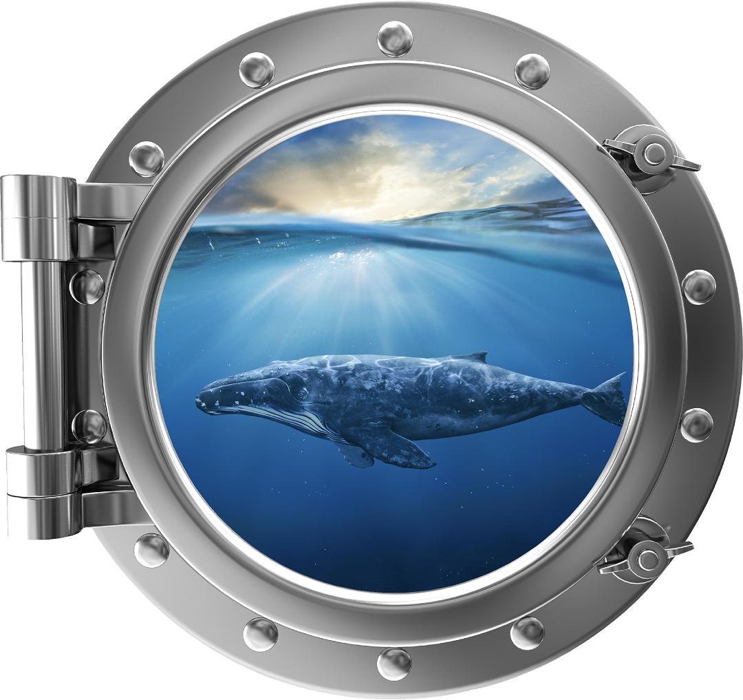 PortScape Humpback Whale 2 | Ocean Porthole Window Wall Decal